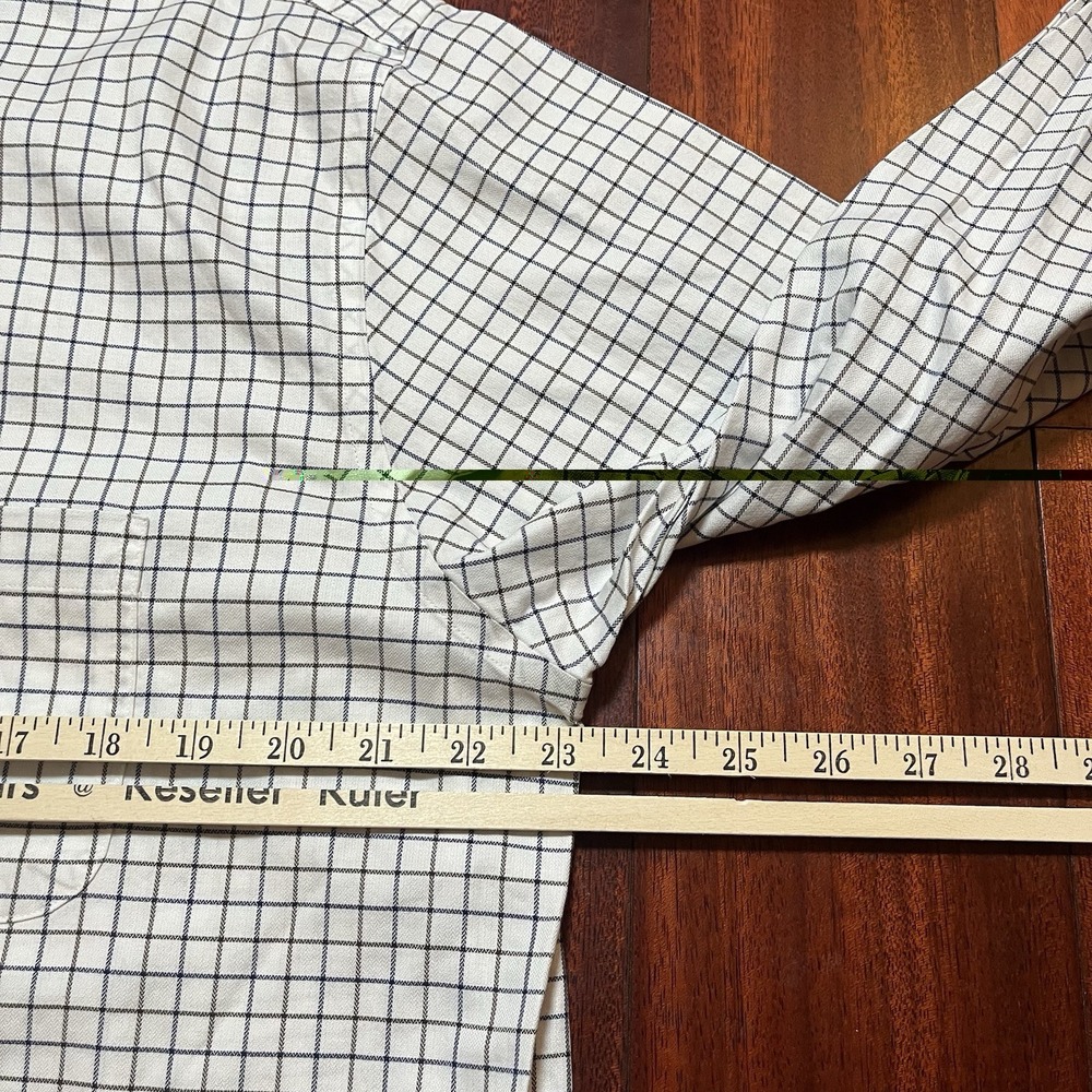 Brooks Brothers Shirt Mens 16.5 35 White Gray Check Plaid Non-Iron Stretch Reg - Picture 6 of 8